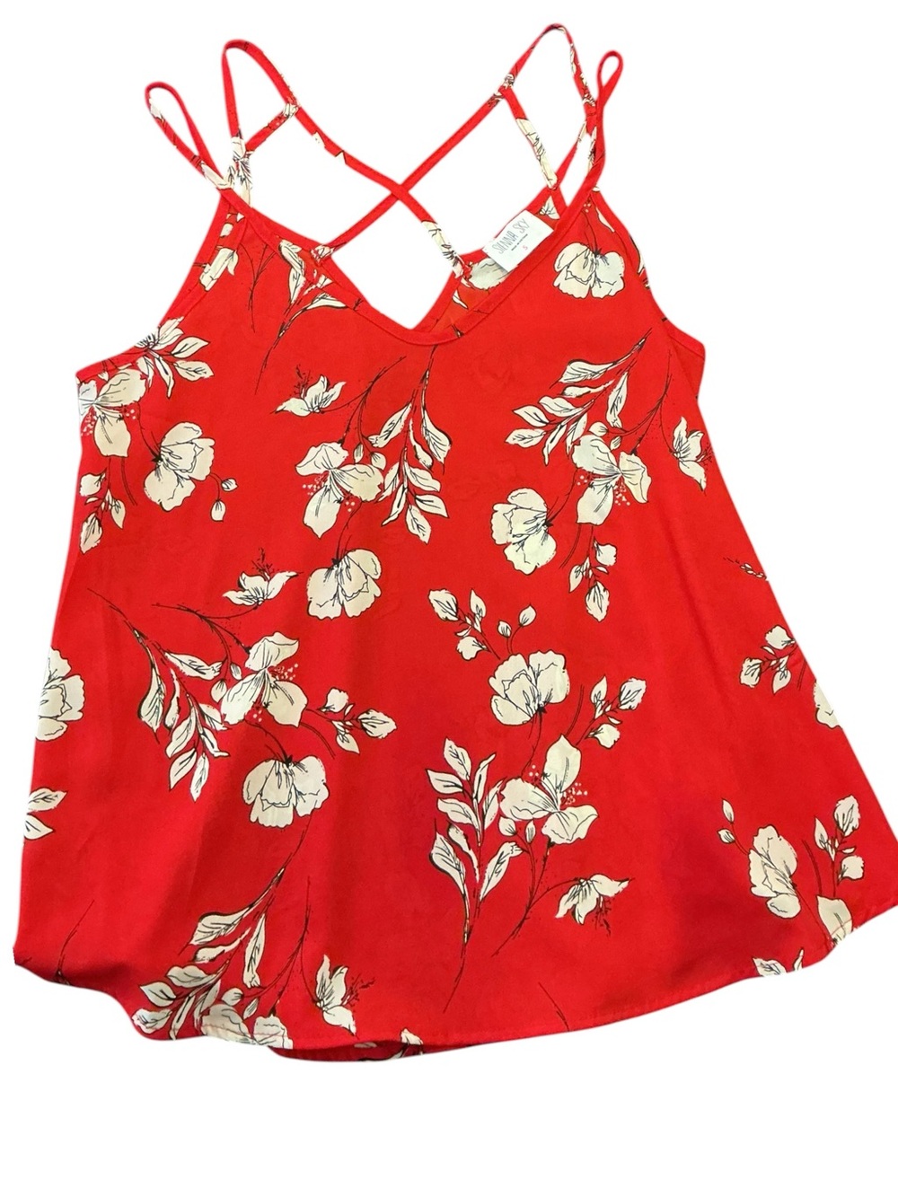 Sienna Sky Red Floral Strappy V neck  Camisole Top Sz. Small NWT